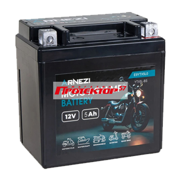Аккумулятор ARNEZI AGM 5 А/ч R+ Обратная полярность EN60A 113x70x109 Болтовое мото