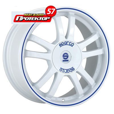 Диск 7.5x17 5x100 ET35 D63.3 Sparco Rally White + Blue Lip