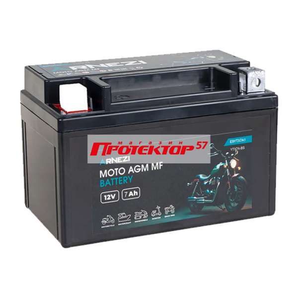 Аккумулятор ARNEZI AGM 7 А/ч L+ Прямая полярность EN90A 149x86x94 Болтовое мото
