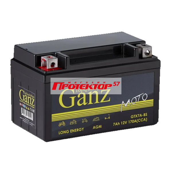 Аккумулятор GANZ AGM 7 А/ч L+ Прямая полярность EN170A 152x87x95 Болтовое мото