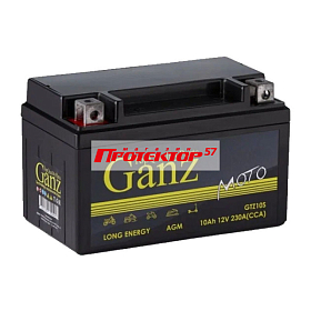 Аккумулятор GANZ AGM 10 А/ч L+ Прямая полярность EN230A 150x86x93 Болтовое мото