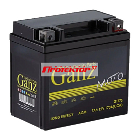 Аккумулятор GANZ AGM 7 А/ч R+ Обратная полярность EN170A 114x70x108 Болтовое мото