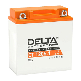 Аккумулятор Delta Battery AGM 5 А/ч R+ Обратная полярность EN65A 120x61x129 Болтовое мото